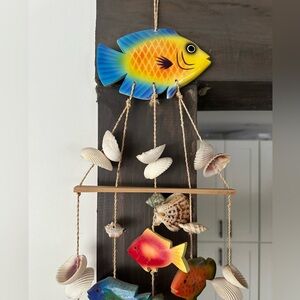 Handmade shell wind home for outdoors beach theme fish nautical style